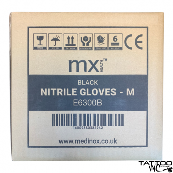 Gloves Black Nitrile Medinox Case of 10