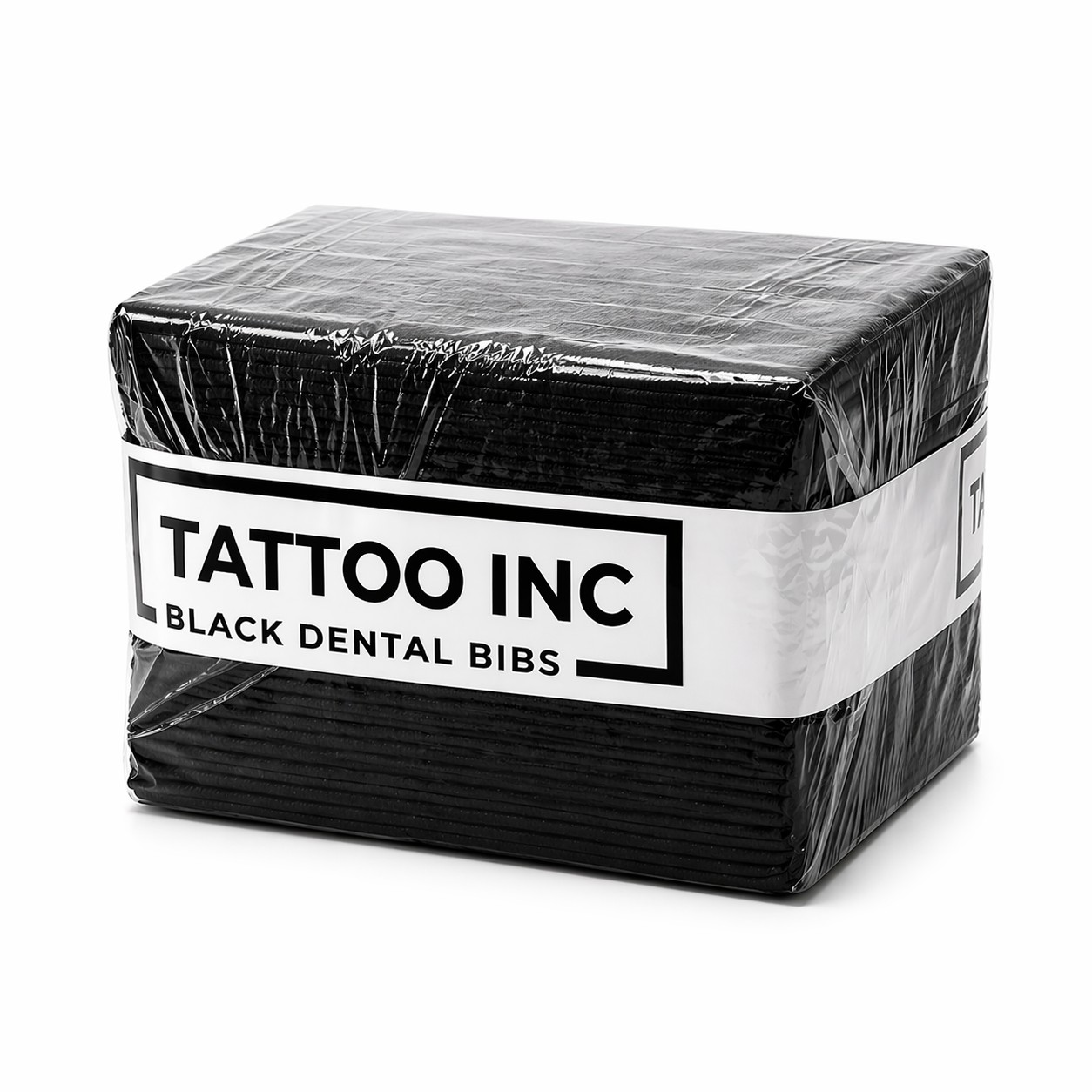TattooINC 3-ply black dental bibs with waterproof poly backing for tattoo studios