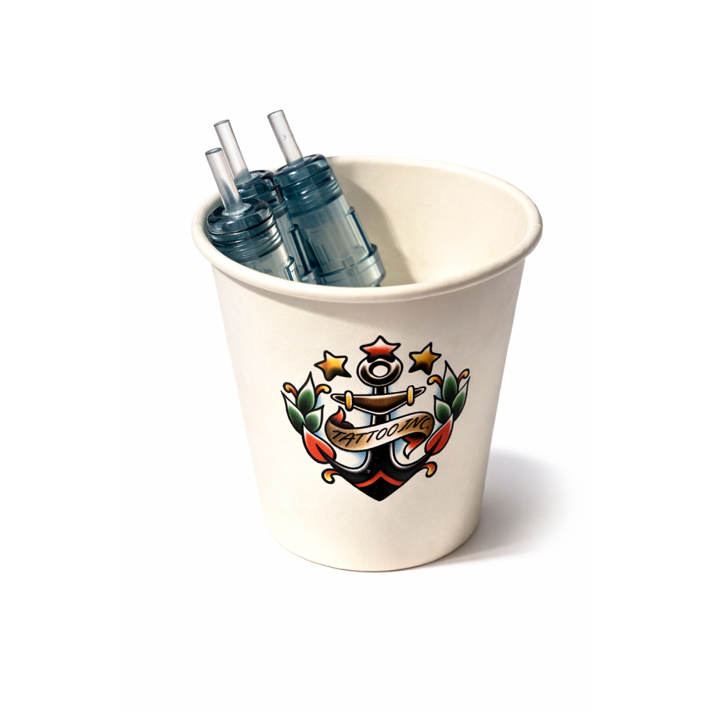 TattooINC plant-based rinse cup for tattoo cartridge rinsing and stowing