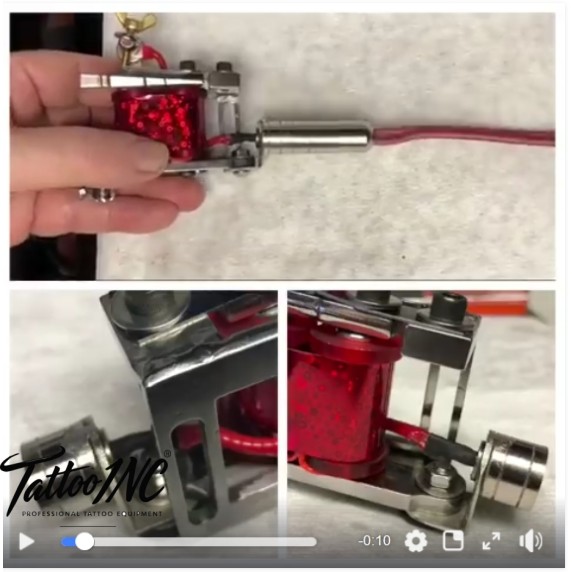 Andy Seb Hand built Liner tattoo machine with Black Dog magnetic clip-cord modification