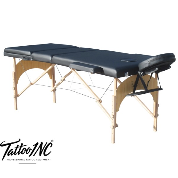 Portable 3 Part Wooden Tattoo Bed (Black)