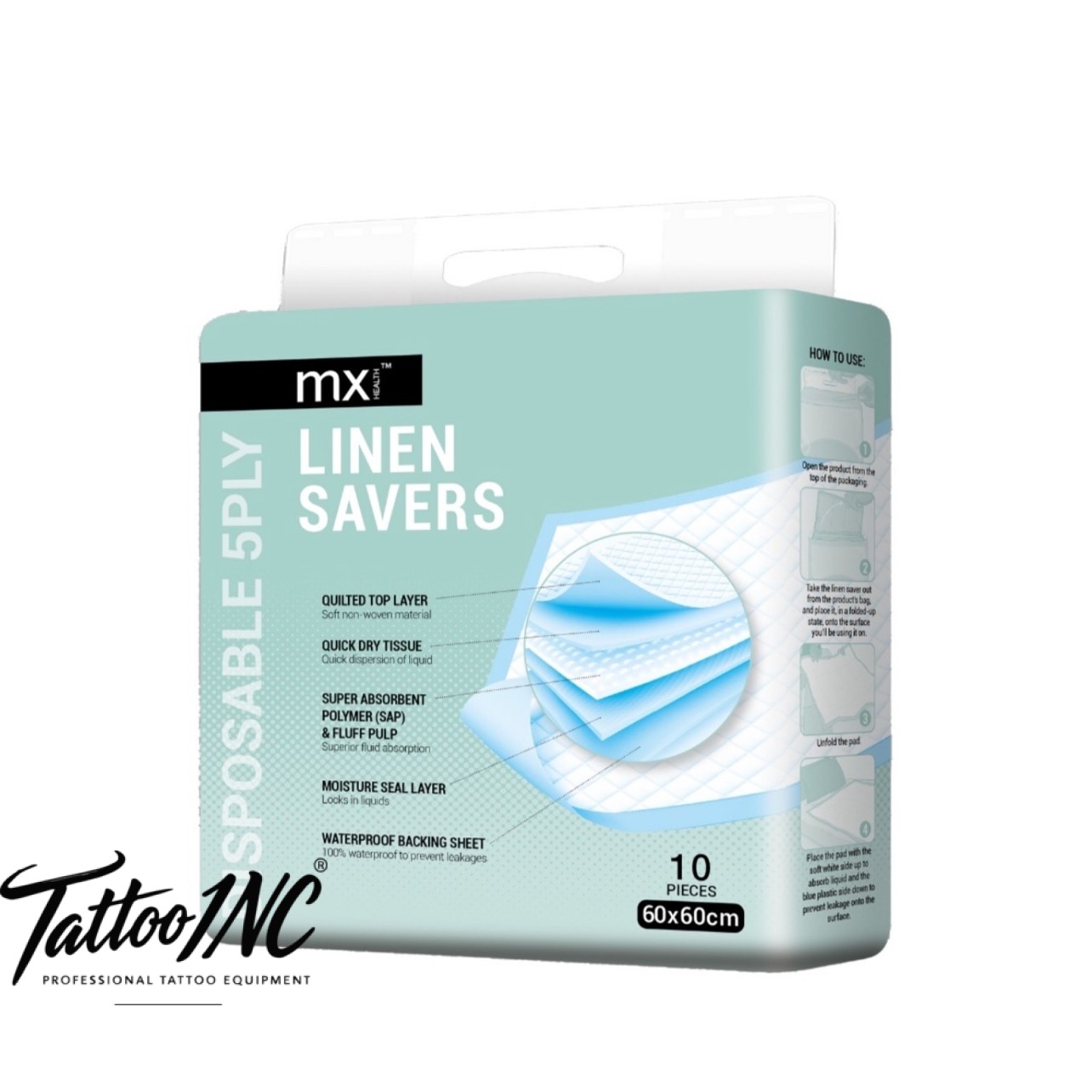 Linen Savers MX Disposable 5-Ply – Large 60x60cm (10 Pieces)