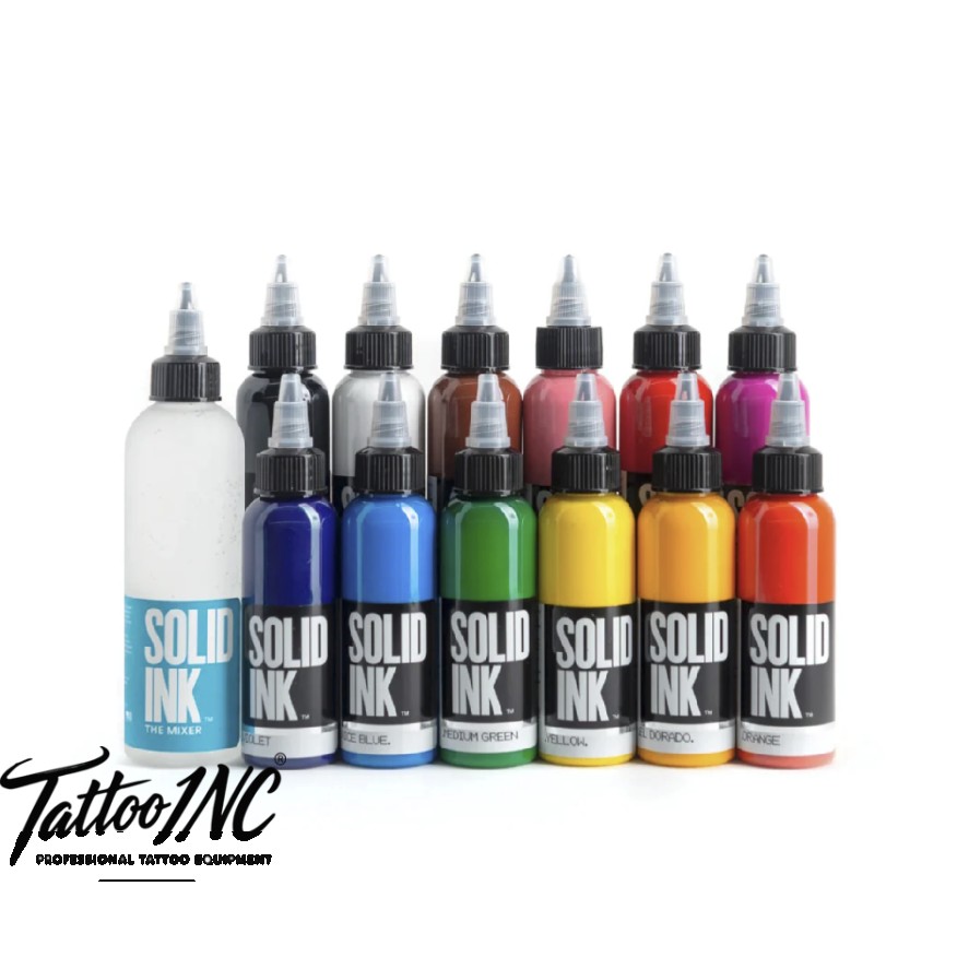 Solid Ink Colors Spectrum Set 1oz 12 bottle tattoo ink set with mixer