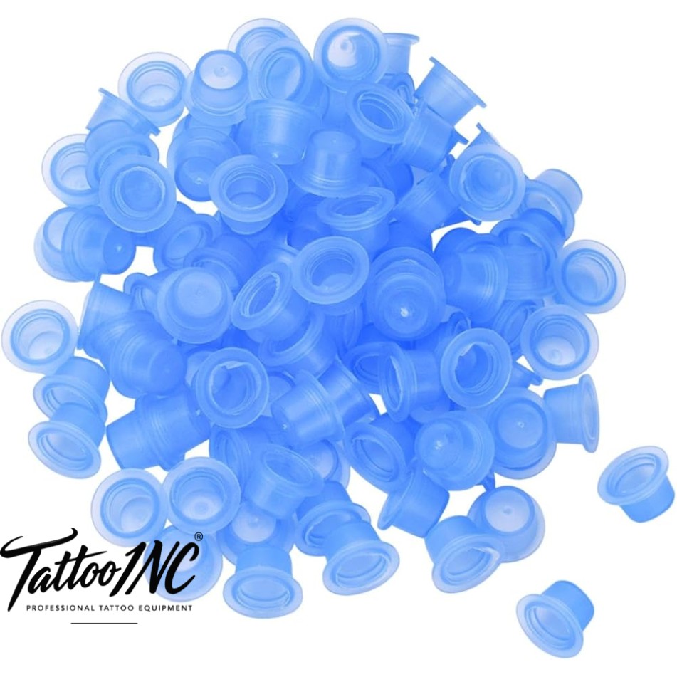 Small Blue Silicone Ink Cup 1.4 cm Rim, 0.7 cm Inner Opening, 1.0 cm Height