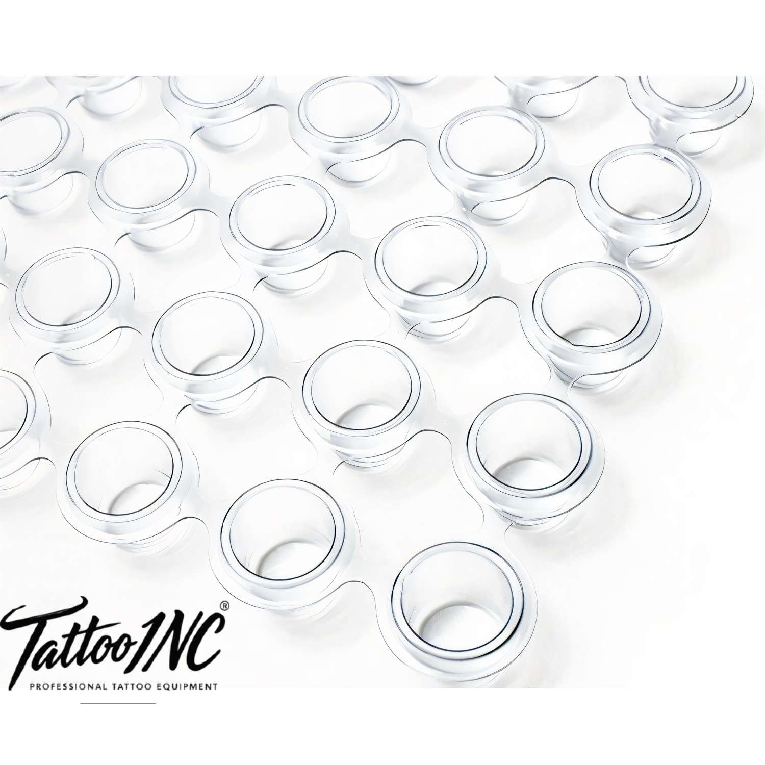 Clear connected ink cups tray, 11 mm cups, 5 rows of 10 cups