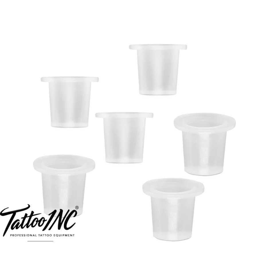 Tattoo ink cups 8 mm small clear white disposable