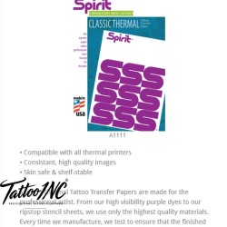 Spirit® Original Tattoo Thermal Image Copier Paper - 8-1/2" x 11" - Full Box 100 Sheets
