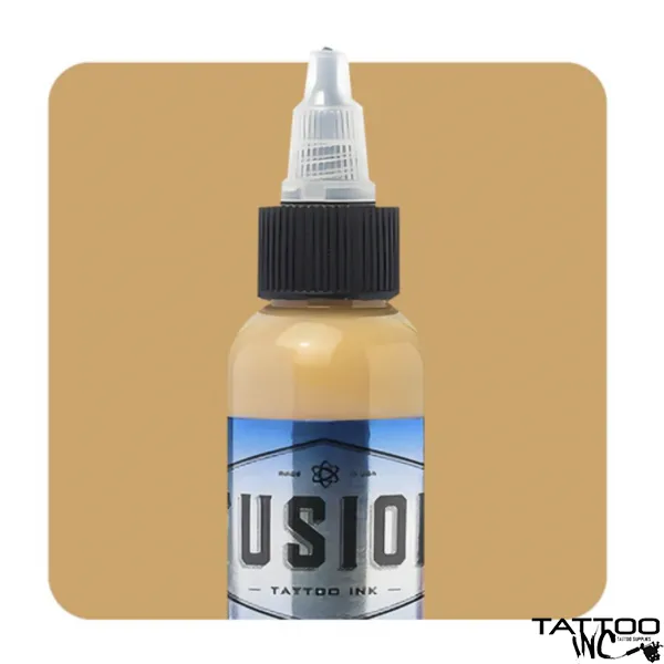 Fusion Tattoo Ink Hot Mustard 1oz bottle light brownish yellow tattoo ink