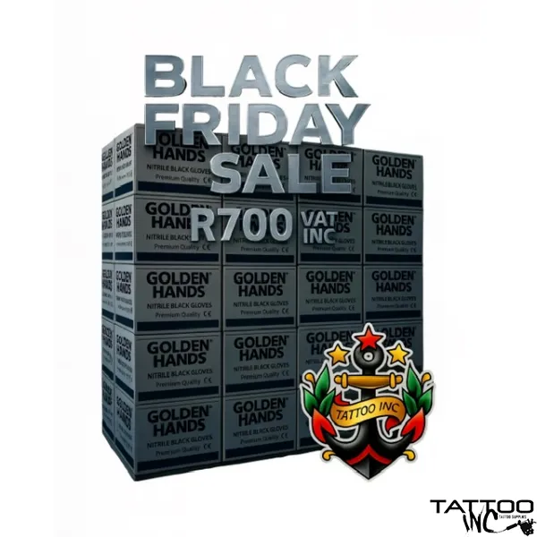 Golden Hands black nitrile gloves case of 10 boxes TattooINC South Africa